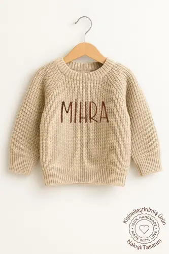 Name Embroidered Unisex Baby-Children's Bicycle Collar Knitted Sweater Baby Gift Personalized Sweater-Embroidered Stone - 12