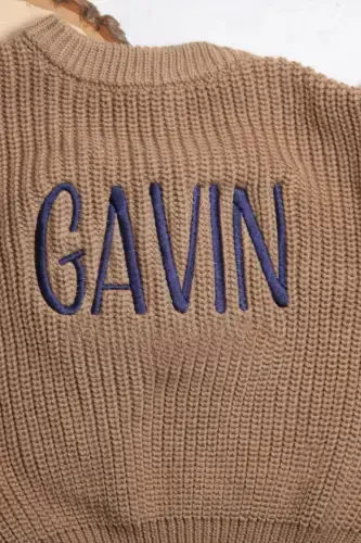 Name Embroidered Unisex Knitted Baby Sweater Baby Gift Personalized Child Sweater Newborn Romper-embroideredcoffee2 - 5