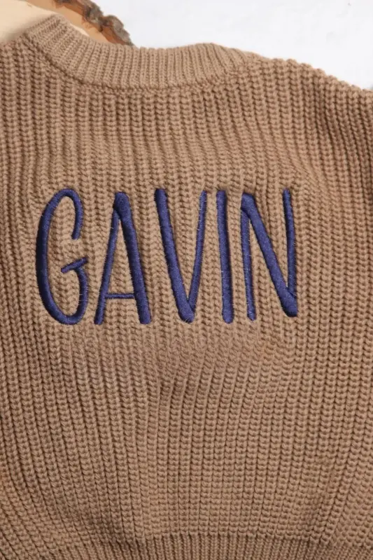 Name Embroidered Unisex Knitted Baby Sweater Baby Gift Personalized Child Sweater Newborn Romper-embroideredcoffee2 - 13