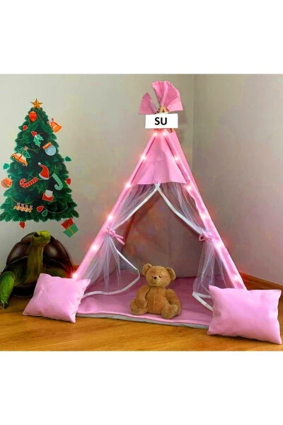 Name Tag Lighted Indian Play Tent Activity Area Thick Padded Playhouse Cushioned - WEBBURADA