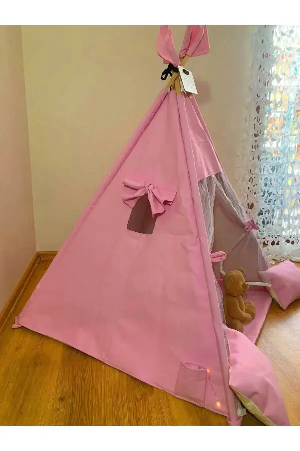 Name Tag Lighted Indian Play Tent Activity Area Thick Padded Playhouse Cushioned - 2