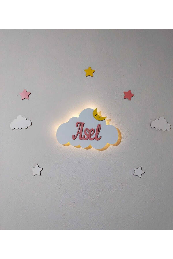 Named Cloud Night Light Baby Kids Room Wall Decoration Lighting Wooden Decoration Product - 1