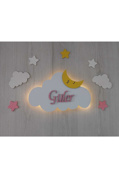 Named Cloud Night Light Baby Kids Room Wall Decoration Lighting Wooden Decoration Product - 3