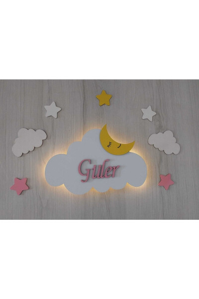 Named Cloud Night Light Baby Kids Room Wall Decoration Lighting Wooden Decoration Product - 6