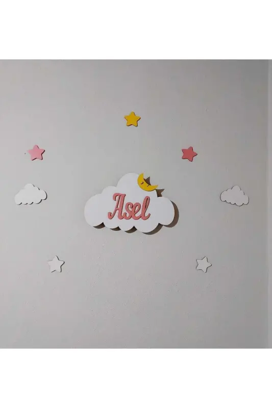 Named Cloud Night Light Baby Kids Room Wall Decoration Lighting Wooden Decoration Product - 5