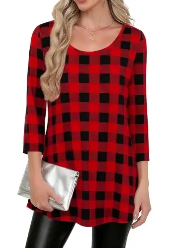 Nandashe Ayollar 3/4 Yengli Gullar Tunik Ko'ylaklar Yozgi Kundalik Chiroyli Bluzkalar Tepalar - 2