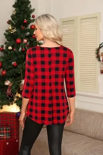 Nandashe Ayollar 3/4 Yengli Gullar Tunik Ko'ylaklar Yozgi Kundalik Chiroyli Bluzkalar Tepalar - 6