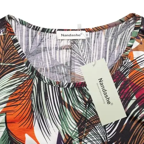 Nandashe Womens 3/4 Sleeves Floral Tunic Shirts Summer Casual Dressy Blouse Tops - 4