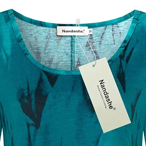 Nandashe Womens 3/4 Sleeves Floral Tunic Summer Casual Dressy Blouse Tops | Soft Fabric, Scoop Neck, Flowy Swing Hem, Leggings Friendly, Versatile Trendy Styles for Daily, Business Casual, Vacation - NANDASHE (1)