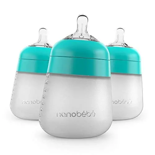 Nanobebe Flexy Silikon Bebek Biberonları, Kolik Önleyici, Doğal His, Çökmeyen Biberon Ucu, Devrilmeyen Stabil Taban, Temizlemesi Kolay - 3'lü Paket, Teal, 270 ml - 1