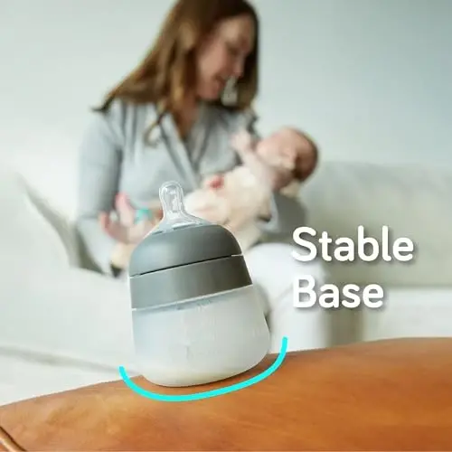 Nanobebe Flexy Silicone Baby Bottle, Anti-Colic, Natural Feel, Non-Collapsing Nipple, Non-Tip Stable Base, Easy to Clean, 3-Pack, White, 9oz - 4
