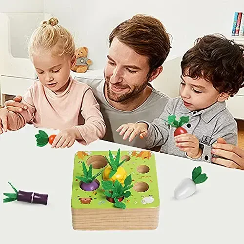 NAODONGLI Wooden Montessori Learning Toys for 3+ Years Kids - Toddler Learning Toys with Shape Color Sorting Stacking Toys Wooden Puzzles Easter Basket Stuffers Gift for Toddler Boys Girls - 3