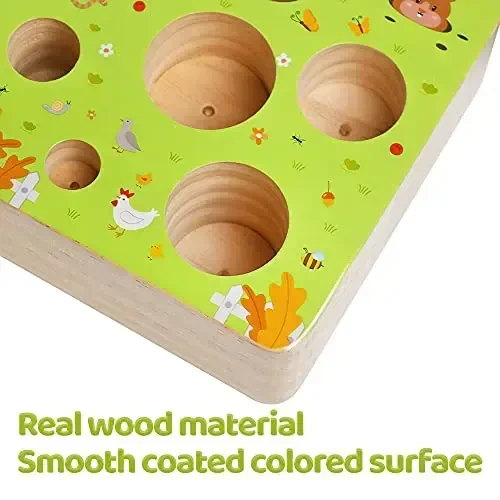 NAODONGLI Wooden Montessori Learning Toys for 3+ Years Kids - Toddler Learning Toys with Shape Color Sorting Stacking Toys Wooden Puzzles Easter Basket Stuffers Gift for Toddler Boys Girls - 5