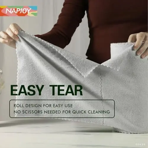 Napjoy Microfiber Cleaning Cloth Roll, 75PK Easy Tear Away Reusable Paper Towels, 12