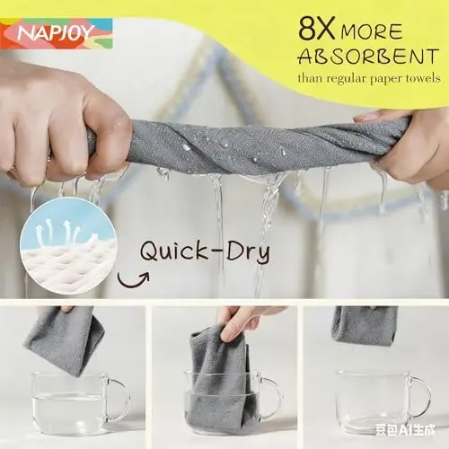 Napjoy Microfiber Cleaning Cloth Roll, 75PK Easy Tear Away Reusable Paper Towels, 12