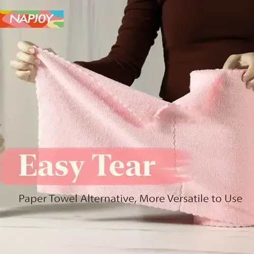 Napjoy Microfiber Cleaning Cloth Roll, Easy Tear Away Qayta foydalanish mumkin bo'lgan qog'oz sochiqlar, 75 dona oshxona, uy xo'jaligi, deraza, mashina, bog ', hammom uchun ultra yumshoq mikrofiber matolar, 11,8