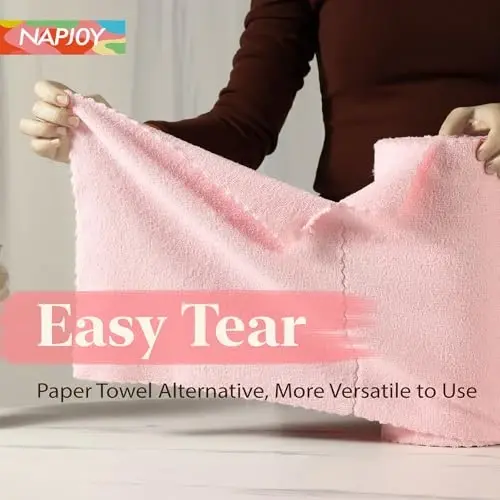 Napjoy Microfiber Cleaning Cloth Roll, 75PK Easy Tear Away Reusable Paper Towels, 12