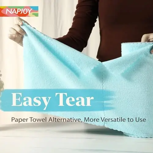 Napjoy Microfiber Cleaning Cloth Roll, 75PK Easy Tear Away Reusable Paper Towels, 12