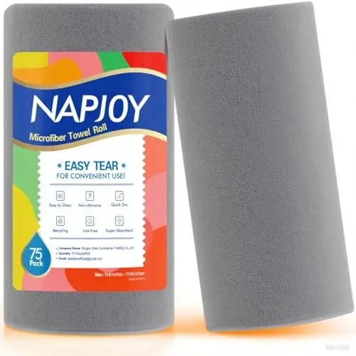 Napjoy Mikrofonli Tozalash Matosi Rulosi, 75 ta Oson Yirtiladigan Qayta Foydalaniladigan Qog'oz Sochiqlar, 12