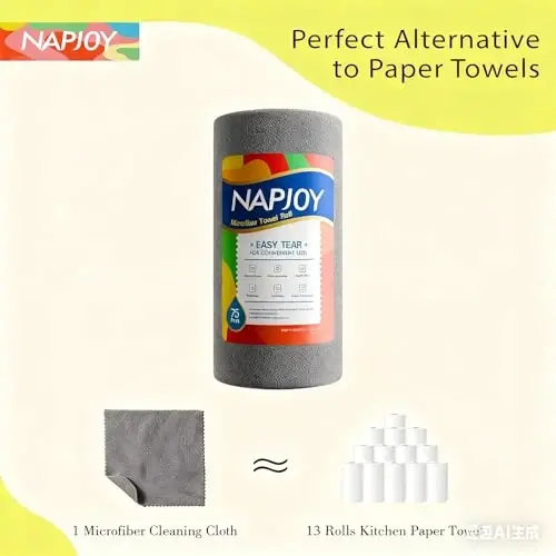 Napjoy Mikrofonli Tozalash Matosi Rulosi, 75 ta Oson Yirtiladigan Qayta Foydalaniladigan Qog'oz Sochiqlar, 12