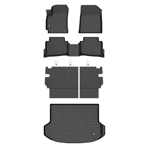 Напольные коврики HAFIDI® для 2024 2025 2026 Kia Seltos, Всепогодные коврики для пола, вкладыш в багажник и коврики для защиты спинки сиденья, автомобильные коврики для аксессуаров Seltos - Черный 