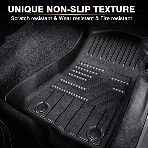 Напольные коврики KUST для 2018-2025 2026 Jeep Wrangler JL Unlimited 4-дверный (не для 2 дверей) (не подходят для 4XE и JK), всепогодные коврики TPE передние и задние черные - 4
