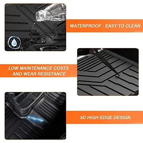 Напольные коврики KUST для 2018-2025 2026 Jeep Wrangler JL Unlimited 4-дверный (не для 2 дверей) (не подходят для 4XE и JK), всепогодные коврики TPE передние и задние черные - 5