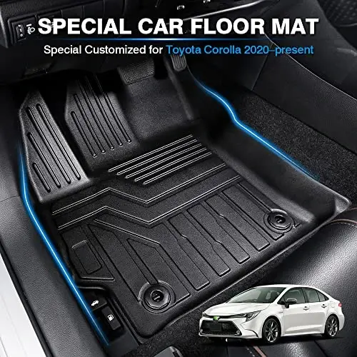 Напольные коврики KUST для 2020-2025 2026 Toyota Corolla (Не для Corolla Cross) Всепогодный TPE Резиновый Коврик Custom Fit 2 Ряда 3D Передние Задние Черные 3ШТ - 2