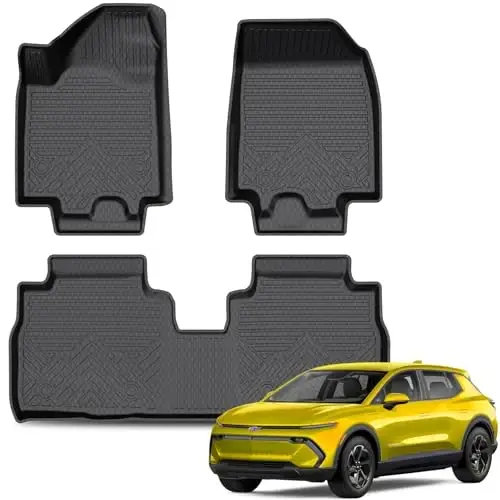 Напольные коврики KUST для Chevy/Chevrolet Equinox EV 2024-2025 2026 (Не для бензиновых), Всепогодные коврики Передние Задние 2 Ряда Автомобильные коврики для Equinox, ТПЭ Резина Высокий Бортик 