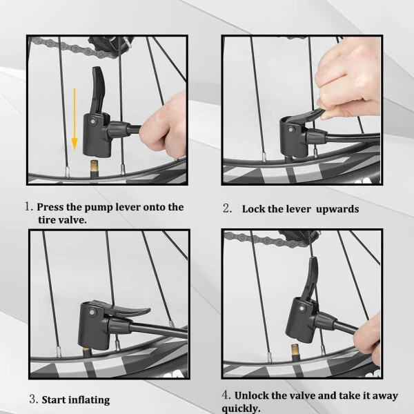 Напольный насос для велосипедов MOHEGIA с манометром, воздушный насос для велосипедов с высоким давлением 160 PSI, подходит для клапанов Schrader и Presta - 6