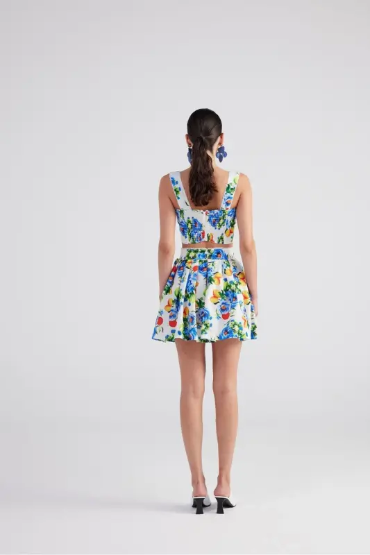 Naqshli cho'ntakli MiniRavello yubka ko'k - 2