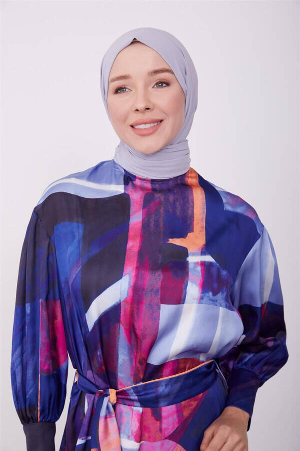 Naqshli ko'ylak 23k9714 binafshay va yashil - 4