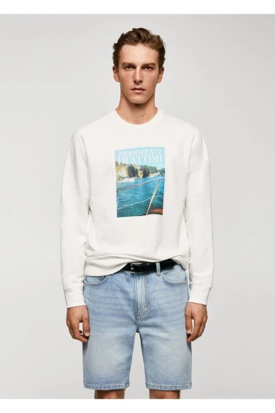 Naqshli paxta mato sweatshirt - MANGO MAN