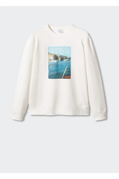 Naqshli paxta mato sweatshirt - 3