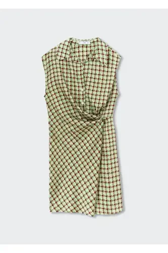 Naqshli Retro Koʻylak - Yashil - 3