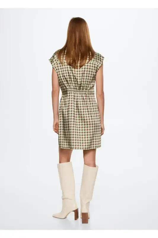 Naqshli Retro Koʻylak - Yashil - 4