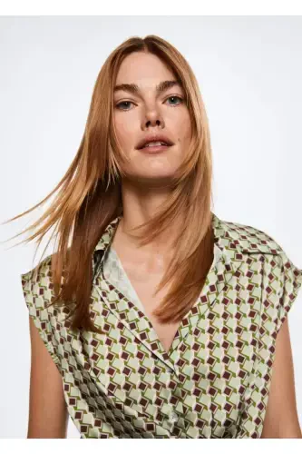 Naqshli Retro Koʻylak - Yashil - 5