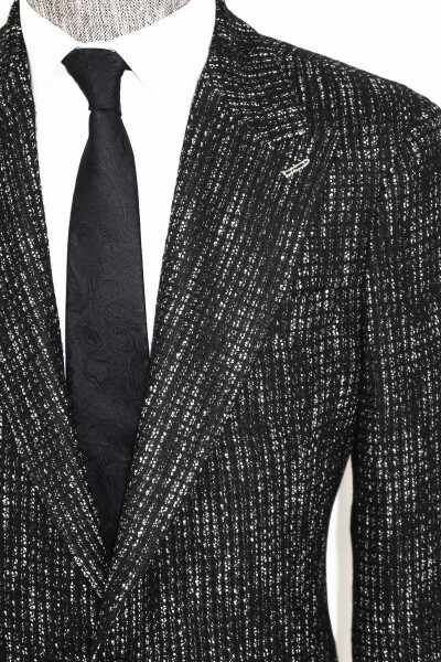 Naqshli Slim Fit Sport Qora Erkaklar Ko'ylagi - Wessi - WESSI (1)