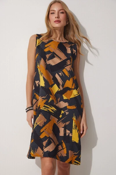 Naqshli yozgi qo'ng'iroq ko'ylak - HAPPINESS İSTANBUL (1)