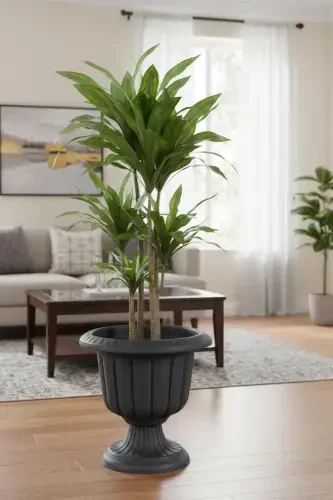 Нарцисс Декоративный Горшок на Ножке - Пластиковый Цветочный Горшок для Сада и Дома - Темно-Серый - 1