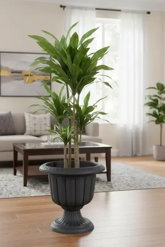 Нарцисс Декоративный Горшок на Ножке - Пластиковый Цветочный Горшок для Сада и Дома - Темно-Серый - 1