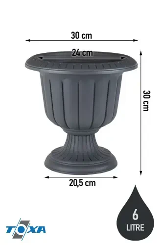 Narcissus 30cm Footed Pot Grey Plastic Flower Pot-Anthracite - TOXA (1)