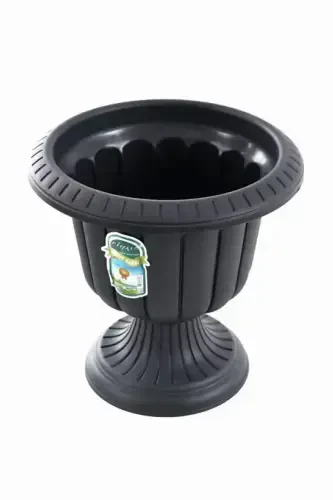 Narcissus 30cm Footed Pot Grey Plastic Flower Pot-Anthracite - 3
