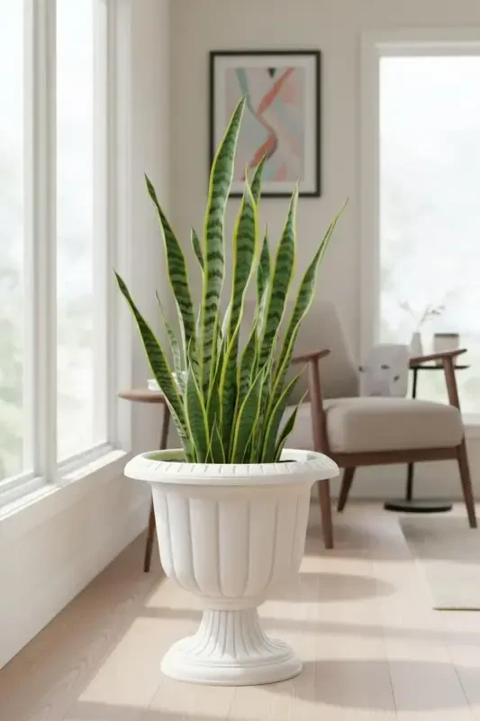 Narcissus Decorative Off White Footed Pot - Plastic Flower Garden and Living Room Pot - Off White - 1