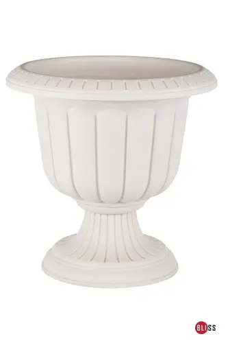Narcissus Decorative Off White Footed Pot - Plastic Flower Pot 6 Liter Volume - Off White 