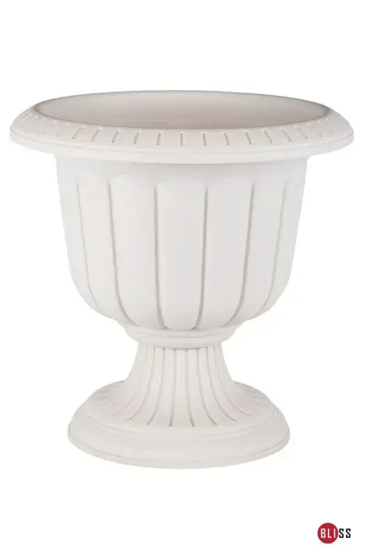 Narcissus Decorative Off White Footed Pot - Plastic Flower Pot 6 Liter Volume - Off White - BLISS