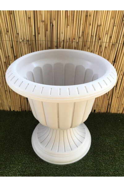 Narcissus Pot 47,6x47,4 Cm 25,3 Lt Cream Pot Leg Pot Plastic Pot Flower Pot Garden Pot - 2