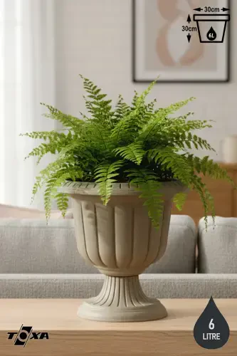 Nargiz 30cm Oyoqli Ko'za Mocha Plastik Gul Ko'zasi-Qahva - 6