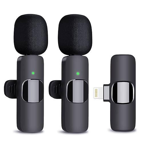 Nartoup Wireless Microphone for iPhone, 2 Pack Professional Dual Lavalier Microphone for Video Recording, Live Streaming, YouTube, Facebook, TikTok, Vlog, Presentation - 1