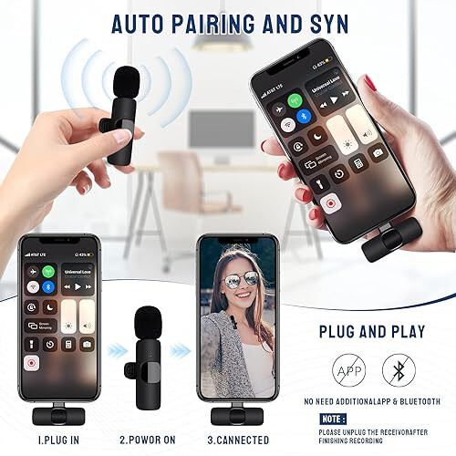 Nartoup Wireless Microphone for iPhone, 2 Pack Professional Dual Lavalier Microphone for Video Recording, Live Streaming, YouTube, Facebook, TikTok, Vlog, Presentation - 3